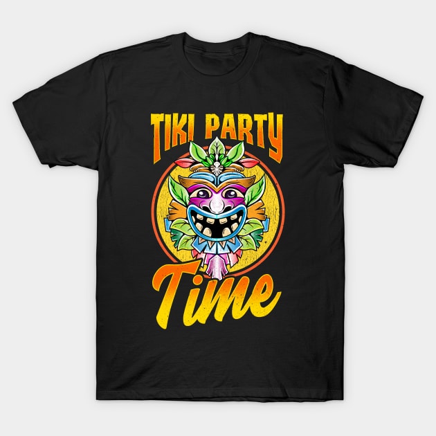 Tiki Party Time Island Luau Themed Cute Tiki Head T-Shirt by theperfectpresents